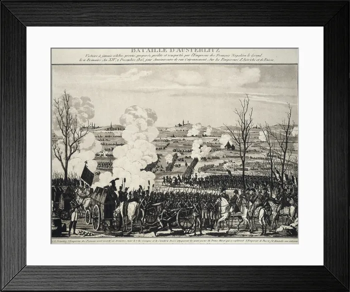 Framed Print : Battle of Austerlitz, between the French Empire, the Russian Empire and the Austrian Empire. Engraving. SPAIN. Madrid. National Library