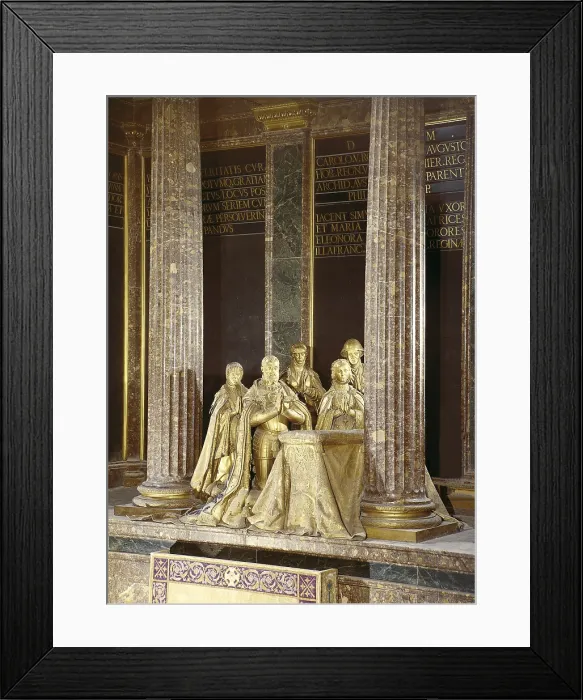 Framed Print : Tomb of Charles V. 1598. SPAIN. San Lorenzo de El Escorial. Royal Monastery of San Lorenzo de El Escorial. Renaissance art. Cinquecento. Sculpture on bronze. - P