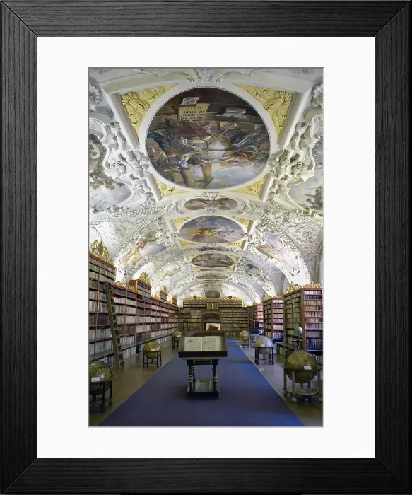 Framed Print : CZECH Rep.. Prague. Strahov Monastery, founded in 1143. Theological Hall of the Library with paintings from 1723-27. Baroque art