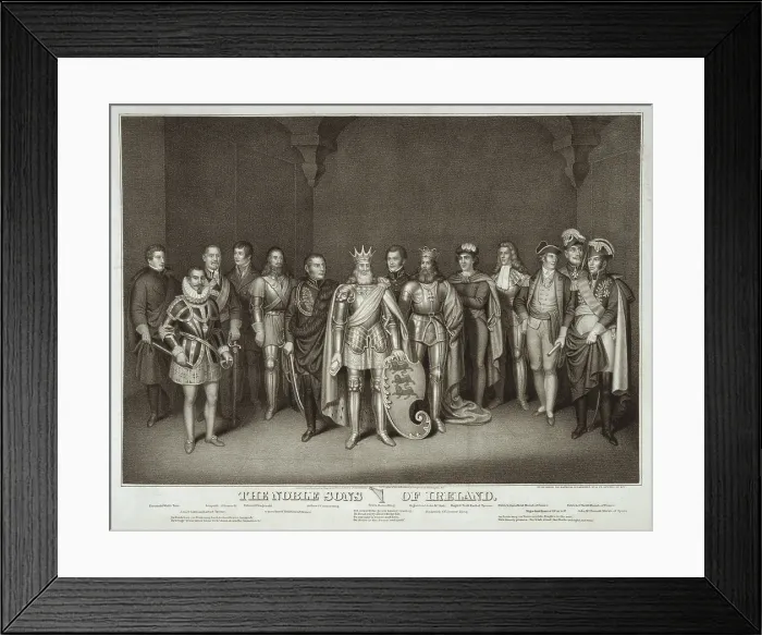 Framed Print : Patriotic Irish-American print (ca.1875) of the kings and political leaders of Ireland, each identified below the illustration. Ca. 1875 Framed Print : Patriotic Irish-American print (ca.1875) of the kings and political leaders of Ireland, each identified below the illustration. Ca. 1875
