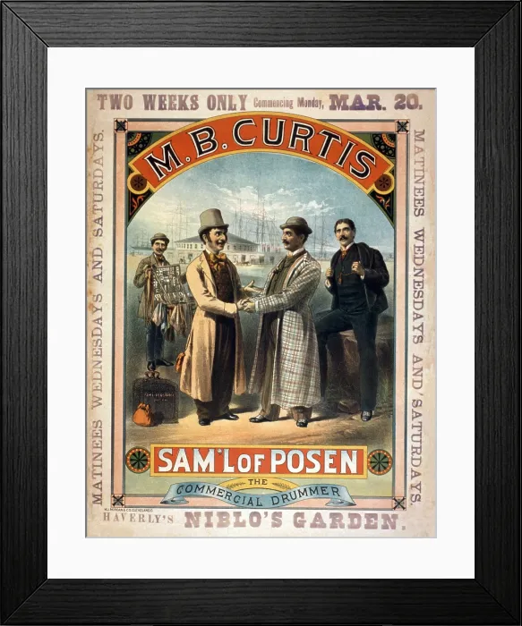 Framed Print : M.B. Curtis played the role of Samuel Plastrick in George Jessop's 1881 play, SAM'L OF POSEN, about a Jewish immigrant from Poland