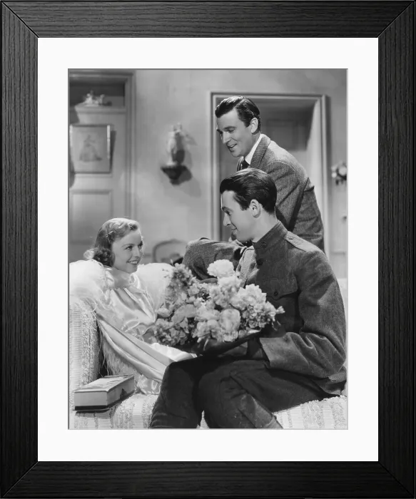 Framed Print : THE SHOPWORN ANGEL, from left: Margaret Sullavan, James Stewart, Walter Pidgeon (rear), 1938