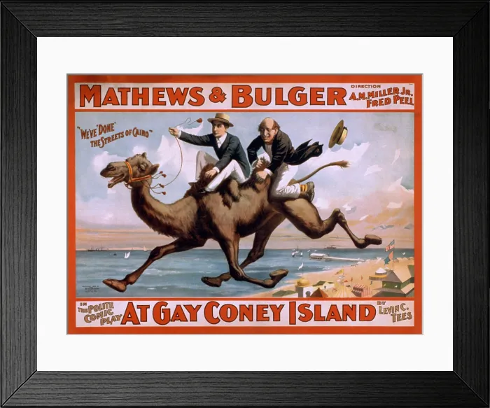 Framed Print : 1898 poster for the Mathews & Bulger comedy team's play, AT GAY CONEY ISLAND Framed Print : 1898 poster for the Mathews & Bulger comedy team's play, AT GAY CONEY ISLAND