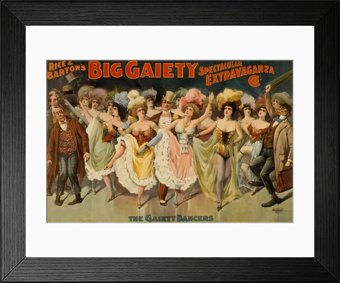 Framed Print : Rice and Barton's Big Gaiety Spectacular Extravaganza Company. 1899 Poster Framed Print : Rice and Barton's Big Gaiety Spectacular Extravaganza Company. 1899 Poster