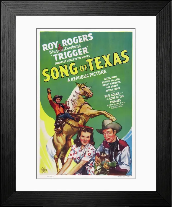 Framed Print : SONG OF TEXAS, from left: Roy Rogers, Sheila Ryan, Roy Rogers, 1943