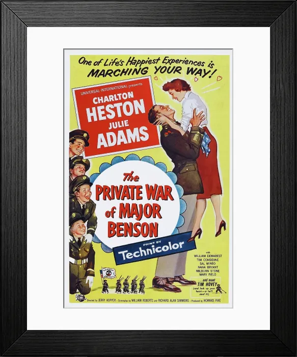 Framed Print : THE PRIVATE WAR OF MAJOR BENSON, US poster art, right from left: Charlton Heston, Julie Adams, 1955