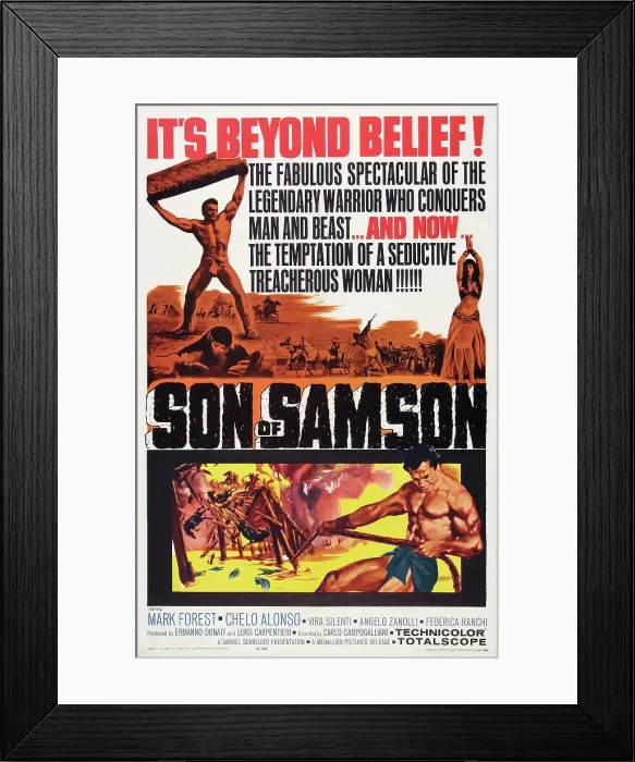 Framed Print : SON OF SAMSON, (aka MACISTE NELLA VALLE DEI RE), US poster art, Mark Forest, 1960