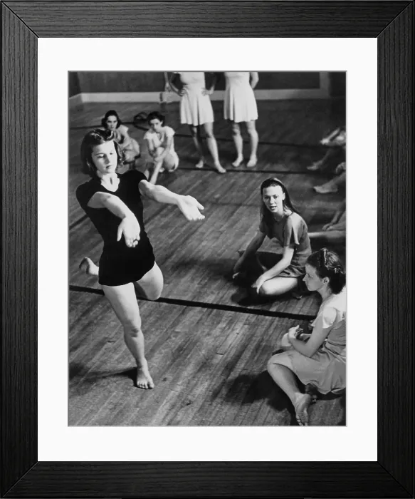 Framed Print : 18-year old future First Lady Betty Ford in a class taught by influential modern dance instructor Martha Hill (right center) at the Bennington College Summer School of Dance