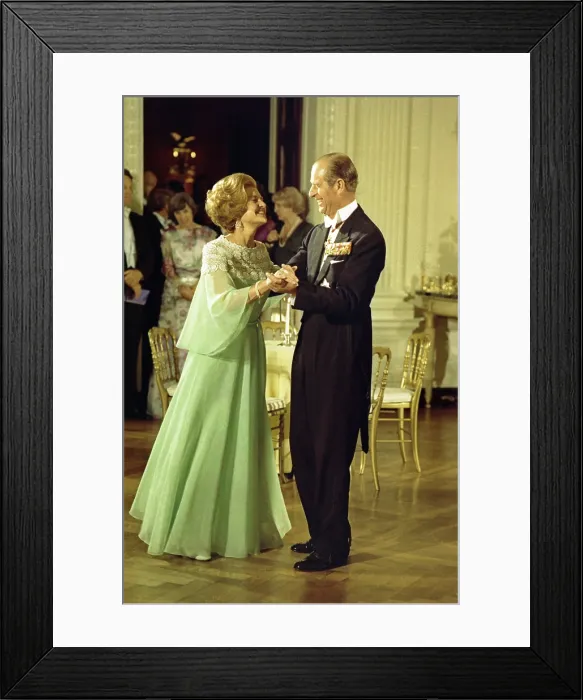 Framed Print : First Lady Betty Ford and Prince Philip dance after the state dinner in honor of Queen Elizabeth II and Prince Philip. July 7, 1976. Photo by Ricardo Thomas