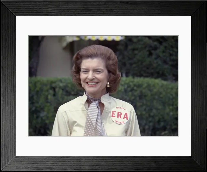 Framed Print : First Lady Betty Ford sports a button expressing her support for ratification of the Equal Rights Amendment. February 26, 1975. Photo by Karl Schumacher Framed Print : First Lady Betty Ford sports a button expressing her support for ratification of the Equal Rights Amendment. February 26, 1975. Photo by Karl Schumacher