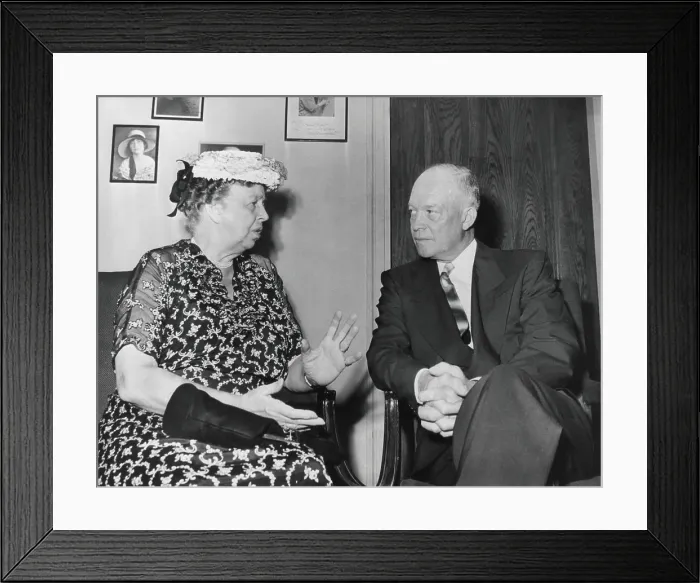 Framed Print : Dwight D. Eisenhower and Eleanor Roosevelt meeting on July 8, 1948