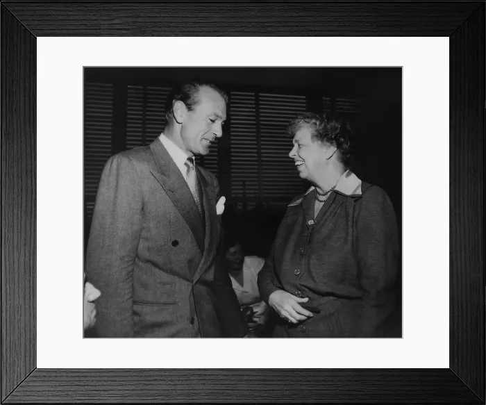 Framed Print : Eleanor Roosevelt and Gary Cooper at Lake Success, N.Y. Apr. 3, 1950 (BSLOC_2013_6_66)