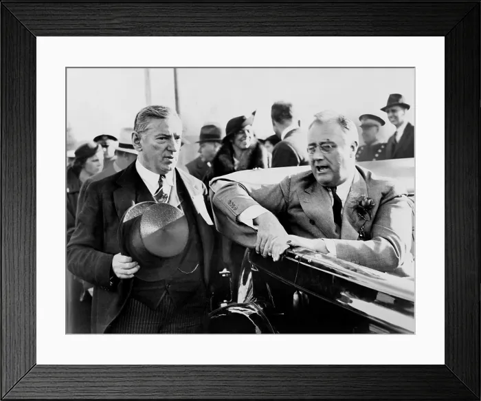 Framed Print : Franklin Roosevelt, talking with Gov. James Curley during 1936 campaign Framed Print : Franklin Roosevelt, talking with Gov. James Curley during 1936 campaign