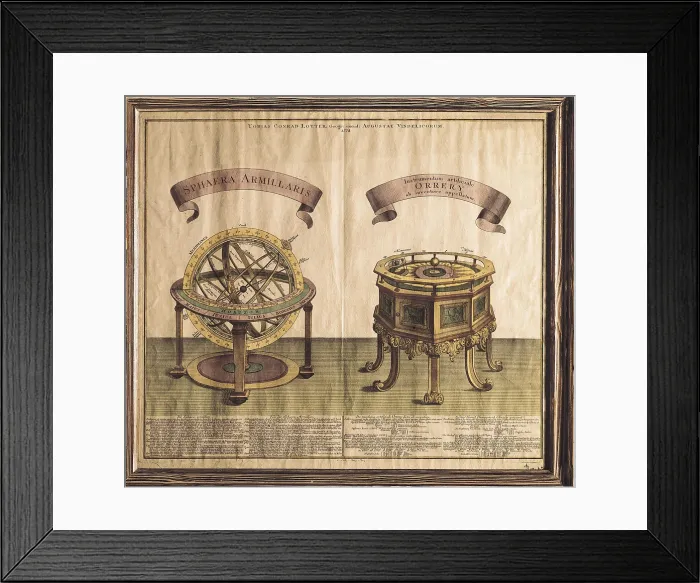 Framed Print : Armilar sphere and planetarium (1774). SPAIN. Barcelona. Barcelona Maritime Museum. AISA / Everett Collection (37492)**US SALES ONLY**