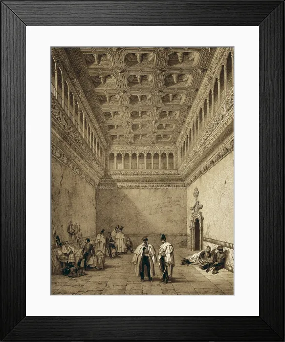 Framed Print : PEREZ VILLAAMIL, Jenaro (1807-1854). Espana artistica y monumental. 1842 - 1850. Santa Isabel Hall in the Aljaferia Palace (Zaragoza)