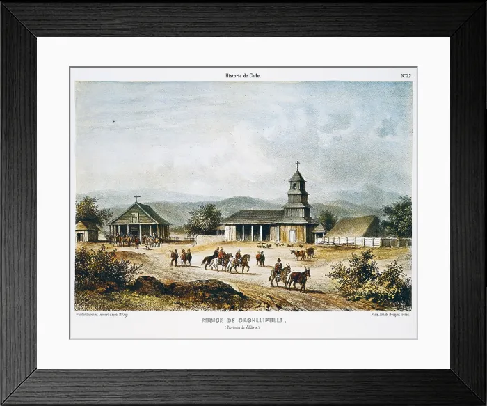 Framed Print : Chile (1854). Valdivia. Mission of Daghllipulli. Litography. AISA / Everett Collection (47972)**US SALES ONLY**
