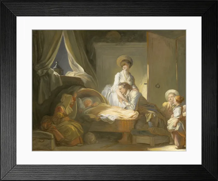 Framed Print : The Visit to the Nursery, by Jean-Honore Fragonard, 1775, French painting, oil on canvas