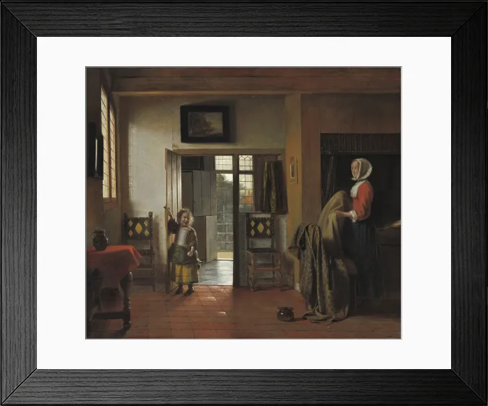 Framed Print : The Bedroom, by Pieter de Hooch, 1658-90, Dutch painting, oil on canvas