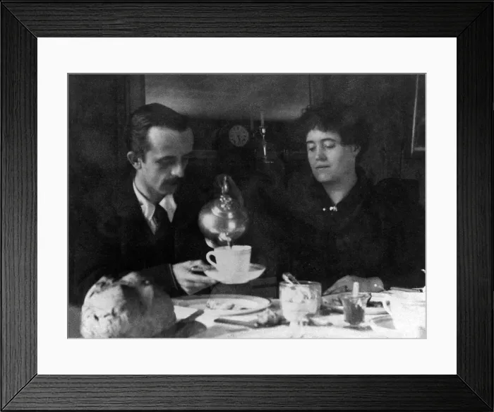 Framed Print : Barrie, J. M. (James Matthew), (1860-1937) having tea with a women friend. Published in 'Allahakbarries, ' a book Barrie printed for his friends in 1893 Framed Print : Barrie, J. M. (James Matthew), (1860-1937) having tea with a women friend. Published in 'Allahakbarries, ' a book Barrie printed for his friends in 1893