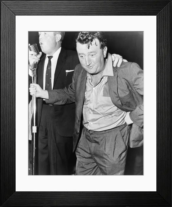 Framed Print : Brendan Behan (1923-1964), Irish author of the political play, 'The Hostage, ' being asked to sing again at the Jager House Ballroom in New York City, 1960