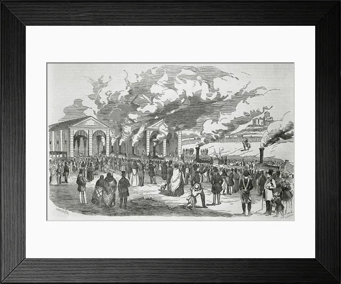 Framed Print : Spain (February 9th1851). Opening of a railroad from Madrid to Aranjuez. Published in 'La Ilustracin. Peridico Universal'. SPAIN. Madrid. National Library