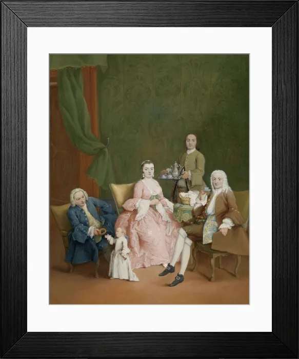 Framed Print : Venetian Family with a Manservant Serving Coffee, by Pietro Longhi, 1752, Italian painting, oil on canvas