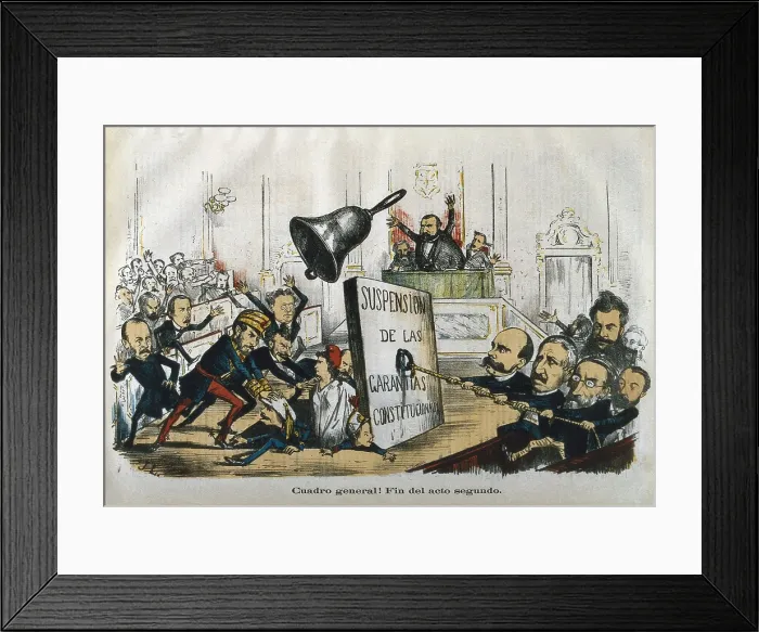 Framed Print : Spain (1869). Glorious revolution. Suspension of the constitutional rights by the provisional government
