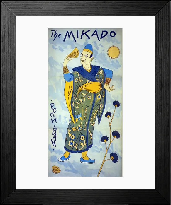 Framed Print : 1885 Woodcut poster of Pooh-Bah, the Government official of the town of Titipu in the Gilbert and Sullivan's operetta, Mikado