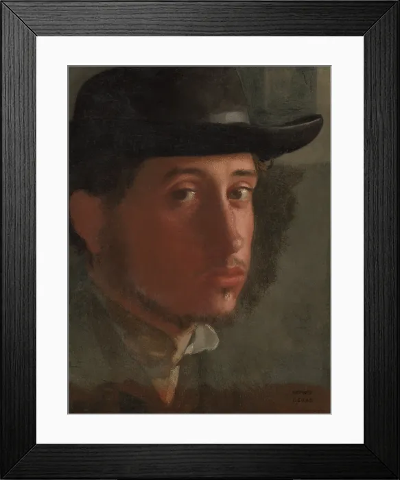 Framed Print : Self-portrait, by Edgar Degas, 1857-58, French impressionist painting, oil on paper