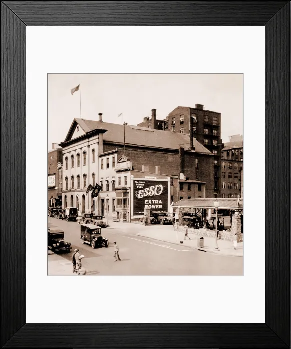 Framed Print : An Esso (now Exxon) gas station in the shadow of Ford's Theater, in, Washington, D.C