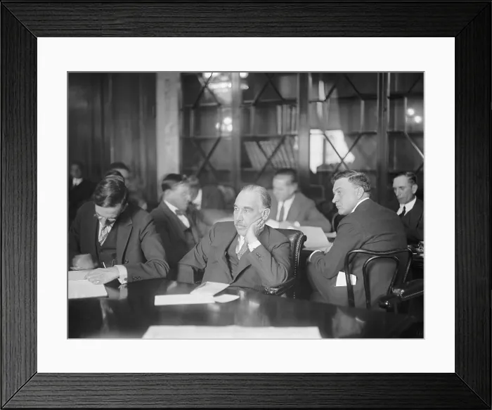 Framed Print : Richard B. Mellon (1858-1933), brother of Treasury secretary, Andrew Mellon, before the Senate Borah Committee. 10 / 28 / 24 Framed Print : Richard B. Mellon (1858-1933), brother of Treasury secretary, Andrew Mellon, before the Senate Borah Committee. 10 / 28 / 24