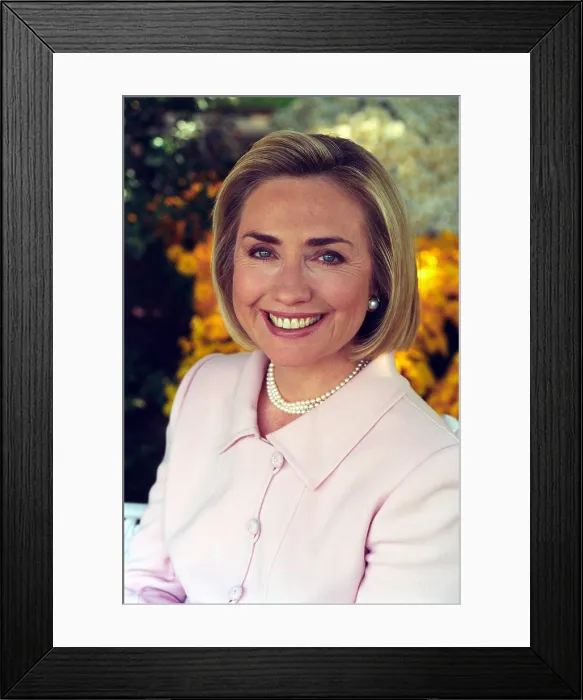 Framed Print : Hillary Rodham Clinton in a White House portrait taken on October 8, 1997. Throughout her time as First Lady Hillary experimented with many hairstyles Framed Print : Hillary Rodham Clinton in a White House portrait taken on October 8, 1997. Throughout her time as First Lady Hillary experimented with many hairstyles