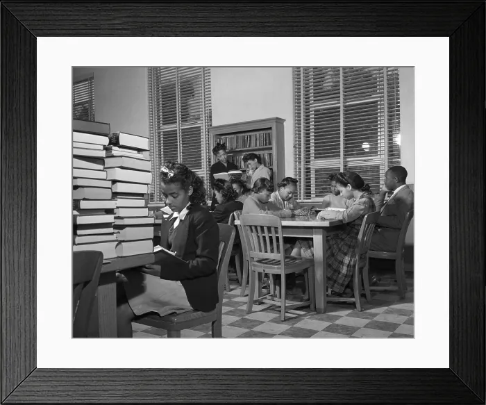 Framed Print : African American students reading in the library of Bethune-Cookman College. Feb. 1943 photo by Gordon Parks