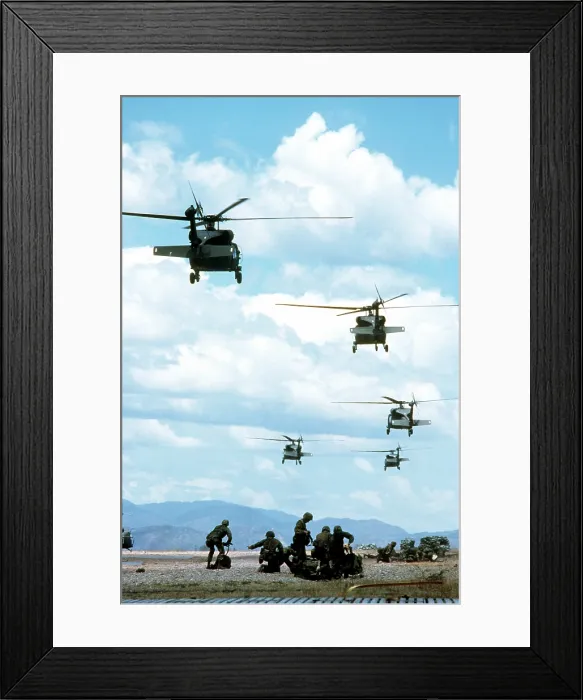 Framed Print : Army Rangers are inserted by Black Hawk helicopters into Honduras during exercises to discourage Nicaraguan forces from entering Honduras. Mar Framed Print : Army Rangers are inserted by Black Hawk helicopters into Honduras during exercises to discourage Nicaraguan forces from entering Honduras. Mar