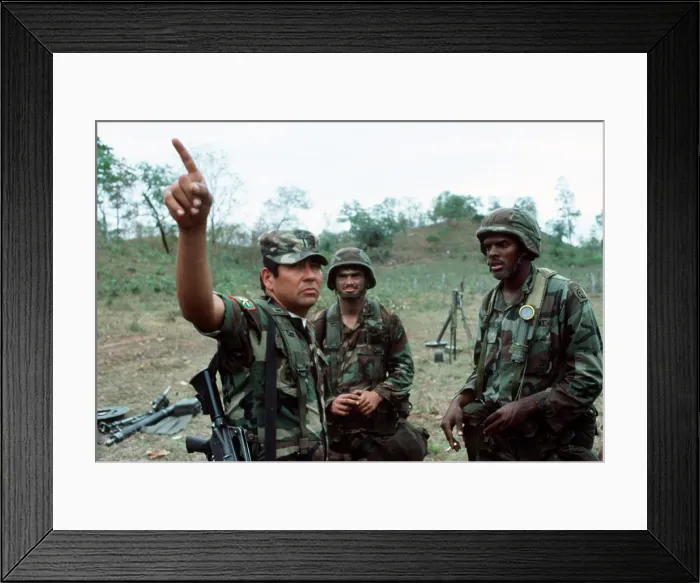 Framed Print : A Honduran Second Lieutenant talks with American soldiers from the 82nd Airborne Division during joint exercises in Judicalpa Honduras. Mar Framed Print : A Honduran Second Lieutenant talks with American soldiers from the 82nd Airborne Division during joint exercises in Judicalpa Honduras. Mar