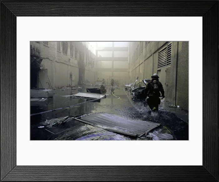 Framed Print : Inside the damaged Pentagon firemen walk towards the fire on the day after the Al-Qaeda terrorists crashed a jetliner into the U.S Framed Print : Inside the damaged Pentagon firemen walk towards the fire on the day after the Al-Qaeda terrorists crashed a jetliner into the U.S