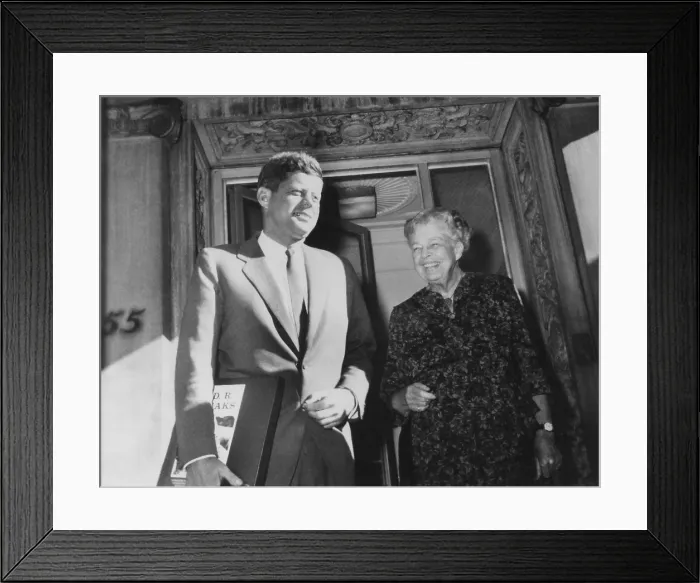 Framed Print : Eleanor Roosevelt and John F. Kennedy in New York. Oct. 12, 1960. They had a breakfast meeting at her 55 East 75th St. residence