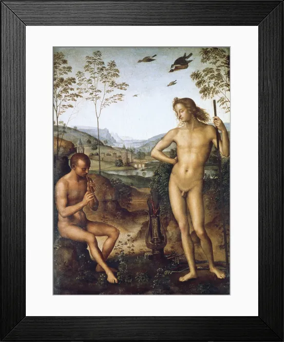 Framed Print : PERUGINO, Pietro Vannucci, called Il (1448-1523). Apollo and Marsyas. ca. 1500. Renaissance art. Oil on wood. FRANCE. Paris. Louvre Museum Framed Print : PERUGINO, Pietro Vannucci, called Il (1448-1523). Apollo and Marsyas. ca. 1500. Renaissance art. Oil on wood. FRANCE. Paris. Louvre Museum