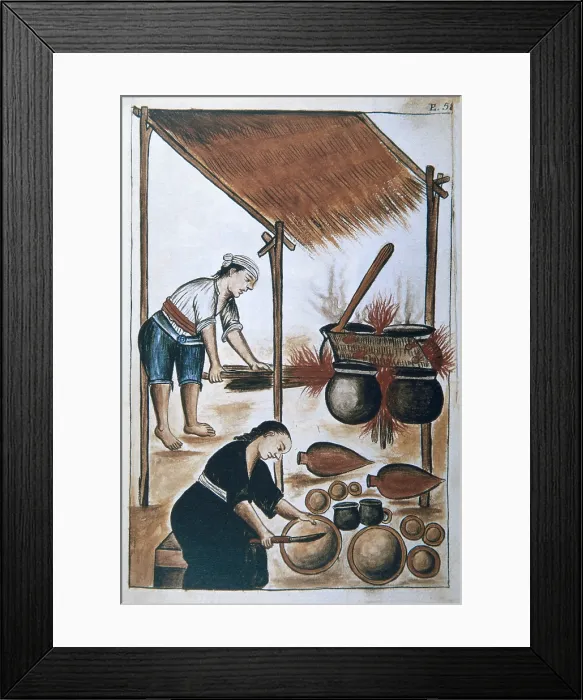 Framed Print : MARTiNEZ COMPAnoN Y BUJANDA, Baltasar Jaime (1735-1797). Trujillo del Peru en el siglo XVIII. 1782 - 1785. Vol. II. Illustration 58. 'Indian people cooking chicha' Framed Print : MARTiNEZ COMPAnoN Y BUJANDA, Baltasar Jaime (1735-1797). Trujillo del Peru en el siglo XVIII. 1782 - 1785. Vol. II. Illustration 58. 'Indian people cooking chicha'