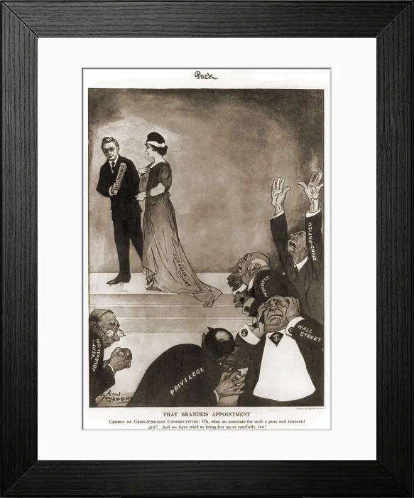 Framed Print : Cartoon commenting on Louis Brandeis appointment to the Supreme Court in 1916