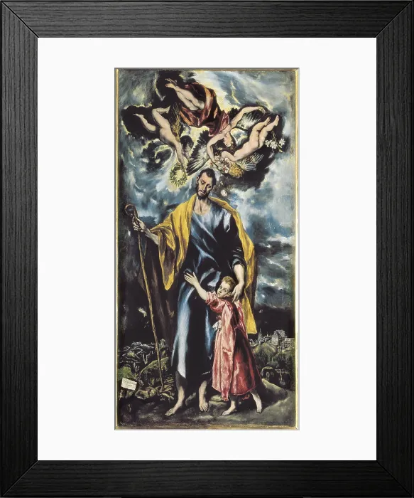 Framed Print : Greco, Domenikos Theotokopoulos, called El (1541-1614). Saint Joseph and Child Jesus. 1597 - 1599. SPAIN. Toledo. Cathedral. Mannerism art. Oil on canvas