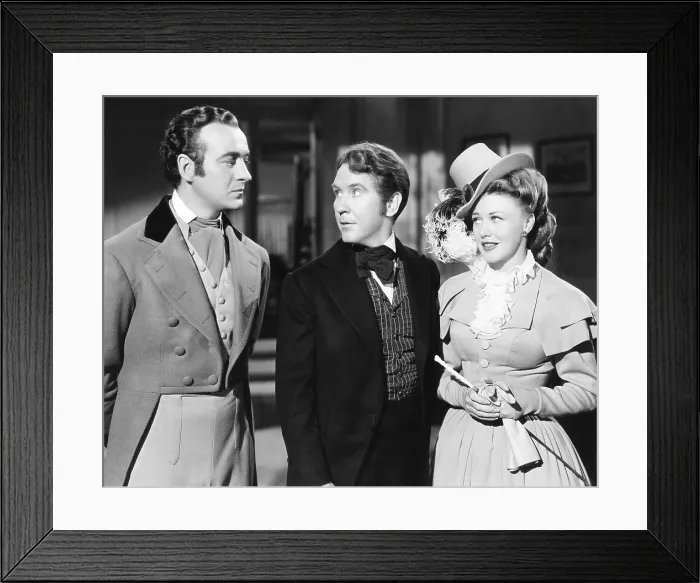 Framed Print : MAGNIFICENT DOLL, from left: David Niven as Aaron Burr, Burgess Meredith as James Madison, Ginger Rogers as Dolly Madison, 1946