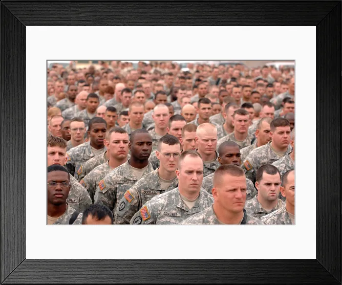 Framed Print : US Army Soldiers at a ceremony to honor fallen service members at Kirkuk Regional Air Base Iraq. April 7 2007. (BSLOC_2011_12_327)