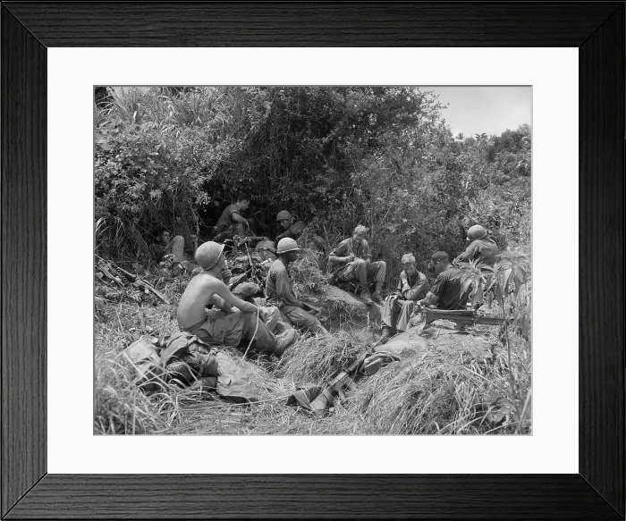Framed Print : Vietnam War. Soldiers of the 101st Airborne Division, take a break from jungle fighting east of Tam Ky, the capital city of Quangnam province. June 6, 1969