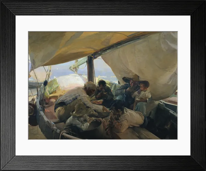 Framed Print : SOROLLA, Joaquin (1863-1923). Lunch on the Boat. 1898. Costumbrism. Oil on canvas. SPAIN. Madrid. St. Fernando Royal Academy Museum