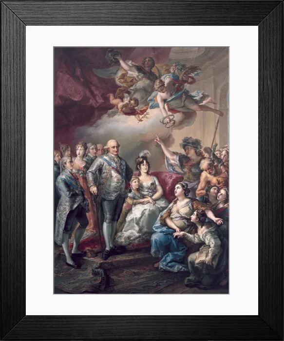 Framed Print : LOPEZ Y PORTAnA, Vicente (1772-1850). Painting Paying Homage to Charles IV and his Family. c. 1802. The event took place in November 1802. Realism. Oil on canvas. SPAIN. Madrid