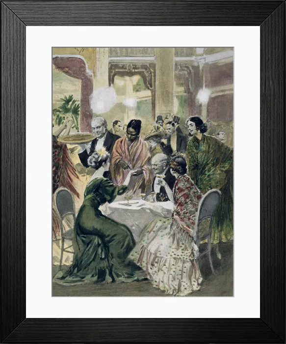Framed Print : Making predictions in a cafe in Montmartre, Paris, at two in the morning. 1908. Engraving. - Coleccion Gasca / Iberfoto / Everett Collection (481990)**US SALES ONLY**