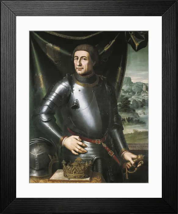 Framed Print : JUANES, Juan de (1523-1579). Alfonso V the Magnanimous, king of Aragon. 1557. Renaissance art. Oil on wood. SPAIN. Zaragoza. Diputacion General de Aragon