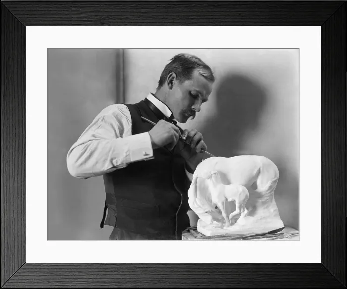 Framed Print : Solon Borglum (1868-1922), American sculptor and younger brother of Mount Rushmore creator, Gutzon Borglum. Gertrude Kasebier portrait of 1902