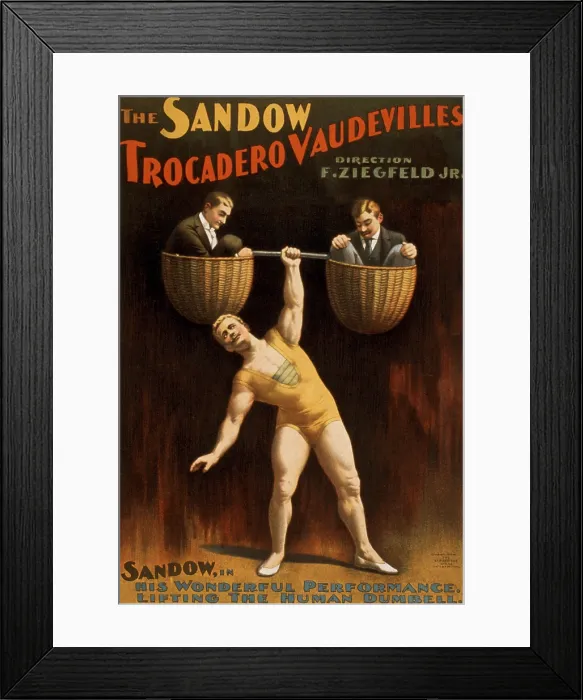 Framed Print : Eugen Sandow (1867-1925), German born strong man, was Florenz Ziegfeld's first major vaudeville star. 1894 poster